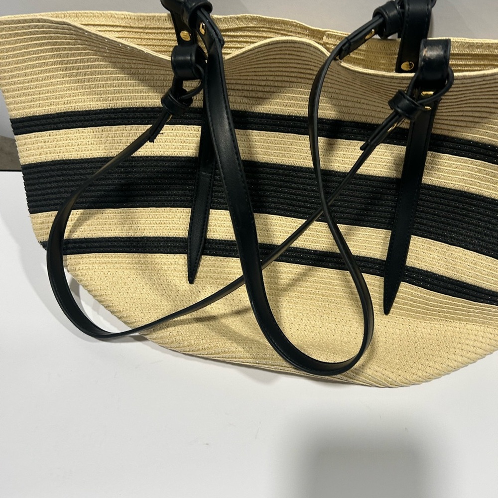 Stylish Black and Tan Women's Bag- Shiraleah Chicago Straw Tote!